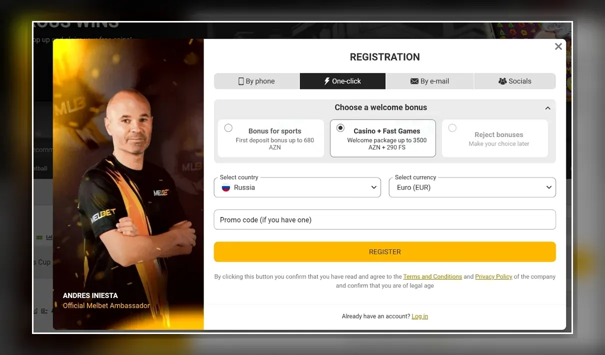 Melbet registration